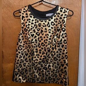Milly Black and Gold Leopard Print Top